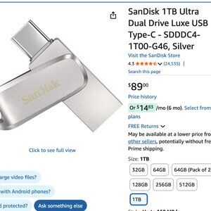 SanDisk 1TB Ultra Dual Drive Luxe USB Type-C - SDDDC4-1T00-G46, Silver